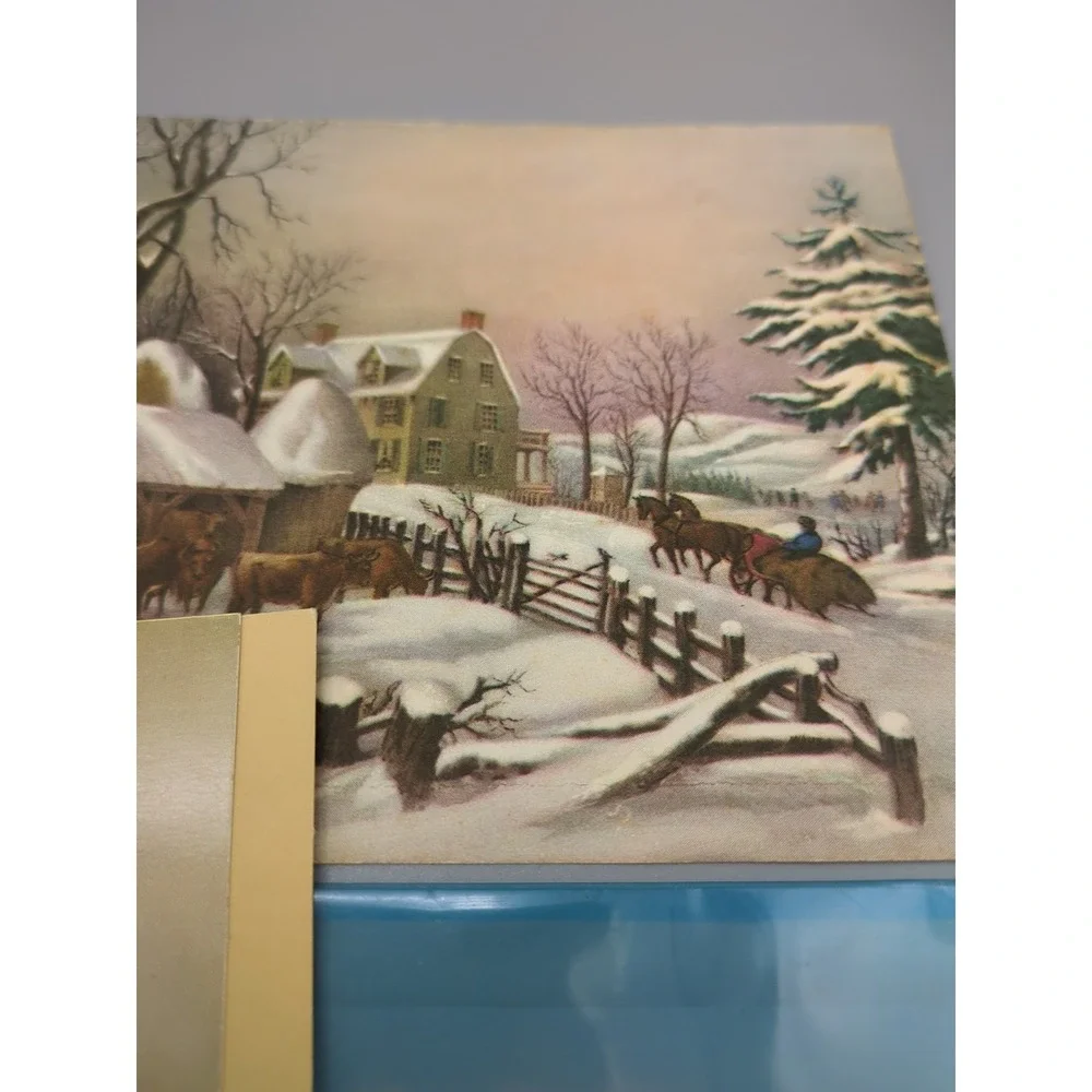 15 Old Vtg Used Christmas Card Fronts for Crafts Winter Scene Country Farm‎ Hunt